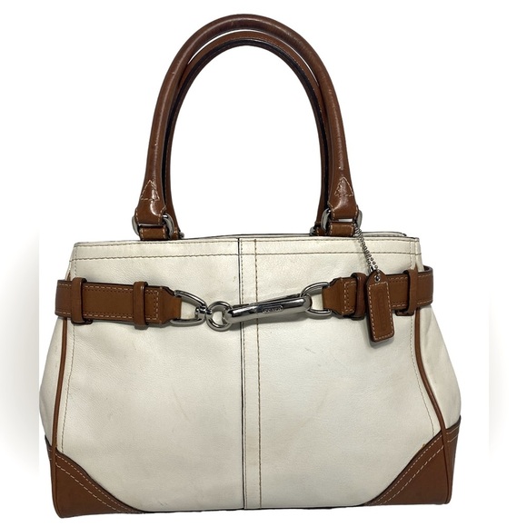 Vintage Coach leather purse K0720-F11199 white and brown 12x8x5 - Picture 1 of 17